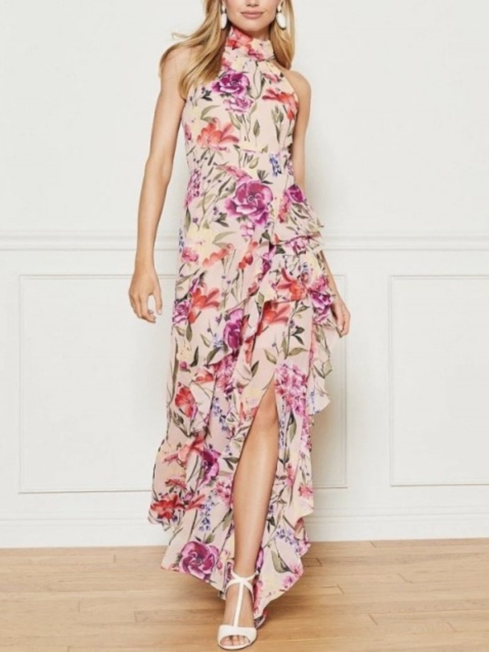 Eliza J. Floral Halter Maxi Dress Sz 10